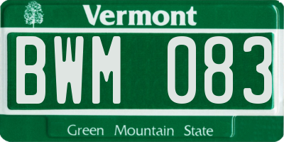 VT license plate BWM083