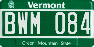 VT license plate BWM084