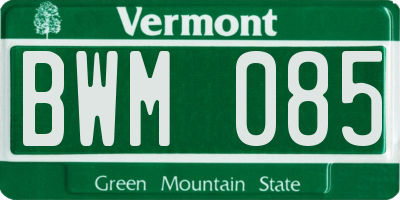 VT license plate BWM085