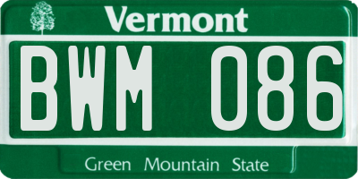 VT license plate BWM086