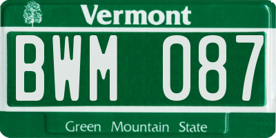 VT license plate BWM087