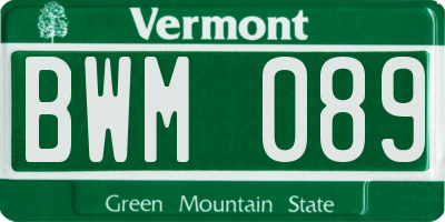 VT license plate BWM089