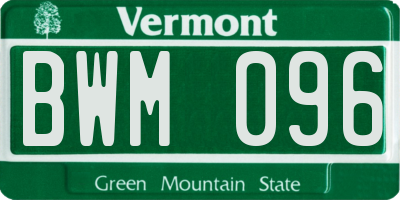 VT license plate BWM096