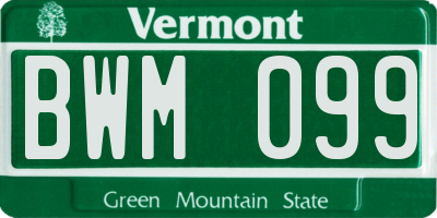 VT license plate BWM099