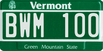 VT license plate BWM100