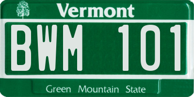 VT license plate BWM101