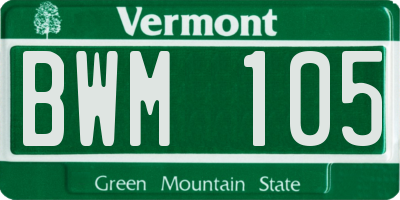 VT license plate BWM105