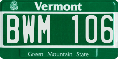 VT license plate BWM106