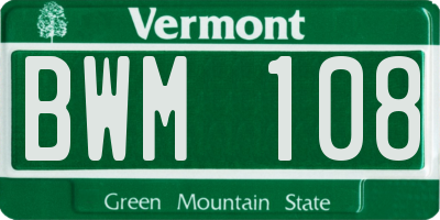 VT license plate BWM108