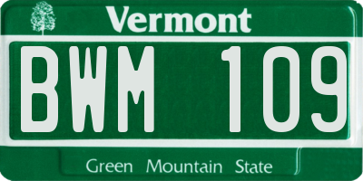 VT license plate BWM109