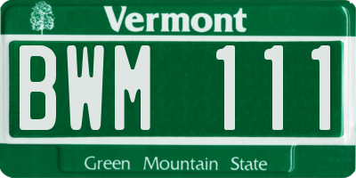 VT license plate BWM111