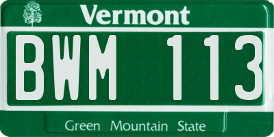 VT license plate BWM113