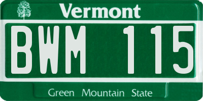 VT license plate BWM115