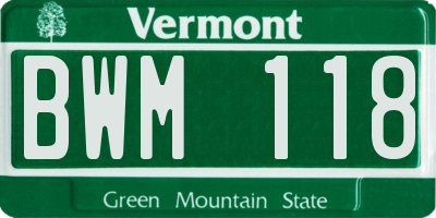 VT license plate BWM118