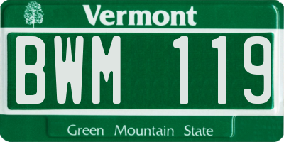 VT license plate BWM119