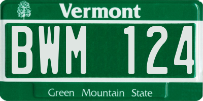 VT license plate BWM124