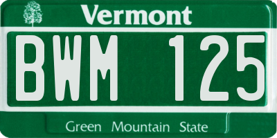 VT license plate BWM125