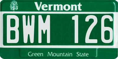 VT license plate BWM126