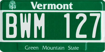 VT license plate BWM127
