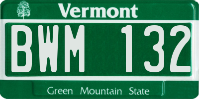 VT license plate BWM132