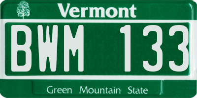 VT license plate BWM133
