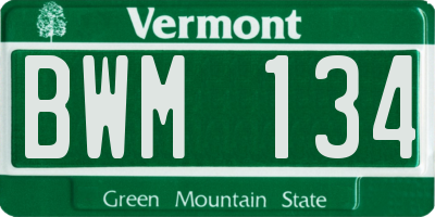 VT license plate BWM134