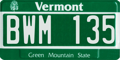 VT license plate BWM135