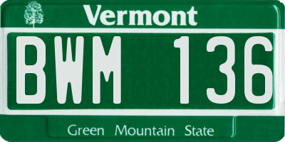VT license plate BWM136
