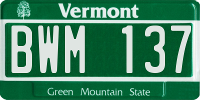 VT license plate BWM137