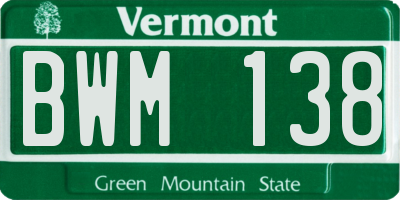 VT license plate BWM138