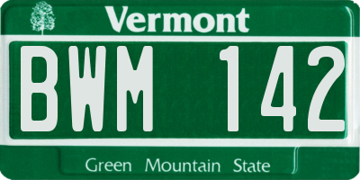 VT license plate BWM142