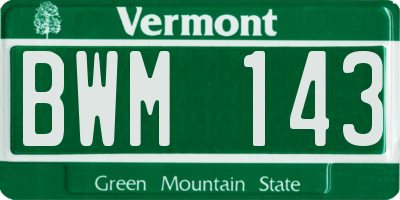 VT license plate BWM143