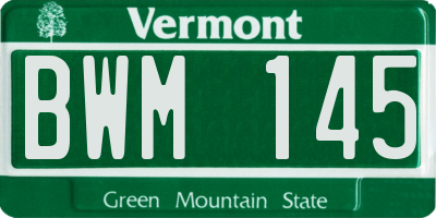 VT license plate BWM145