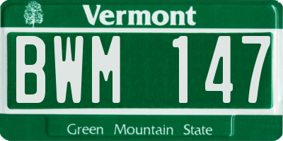 VT license plate BWM147