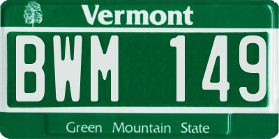 VT license plate BWM149