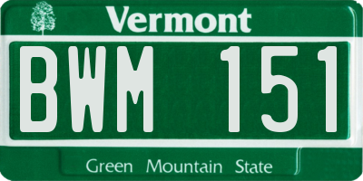 VT license plate BWM151