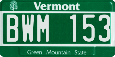 VT license plate BWM153