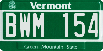 VT license plate BWM154