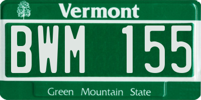 VT license plate BWM155