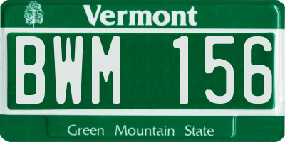 VT license plate BWM156