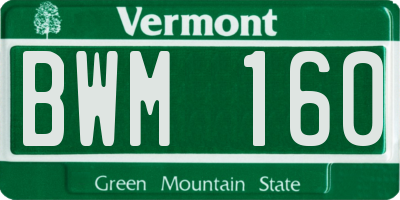 VT license plate BWM160