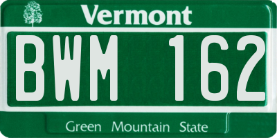 VT license plate BWM162