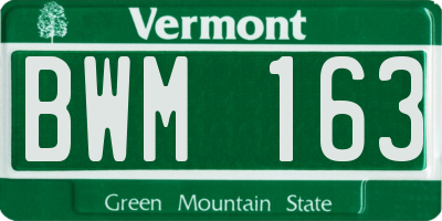 VT license plate BWM163