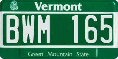 VT license plate BWM165