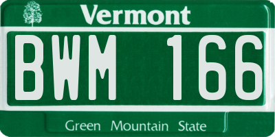 VT license plate BWM166