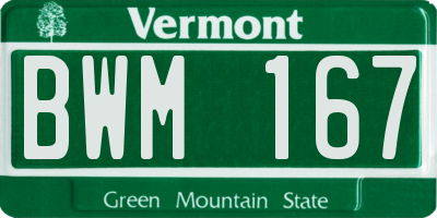 VT license plate BWM167