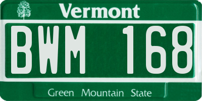 VT license plate BWM168