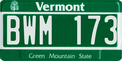 VT license plate BWM173