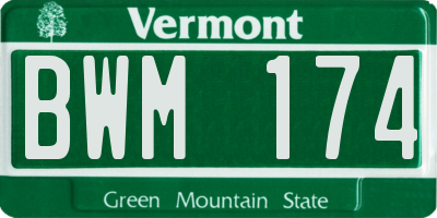 VT license plate BWM174