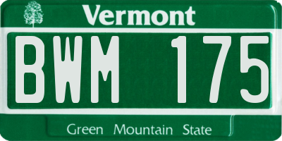 VT license plate BWM175